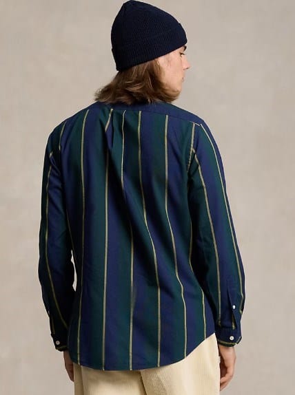 Load image into Gallery viewer, Ralph Lauren Mens Classic Fit Striped Oxford Shirt - Navy/Green
