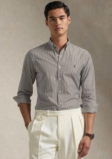 Load image into Gallery viewer, Ralph Lauren Mens Striped Cotton Poplin Shirt - Brown/White
