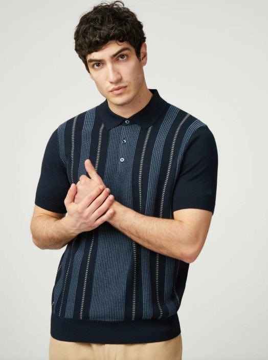 Ben Sherman Mens Birdseye Stripe Polo