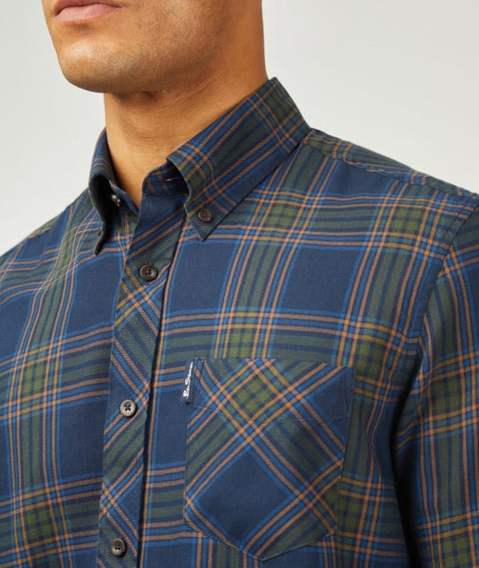 Ben Sherman Mens Grid Check Shirt - Dark Navy