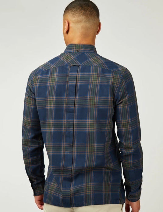 Ben Sherman Mens Grid Check Shirt - Dark Navy