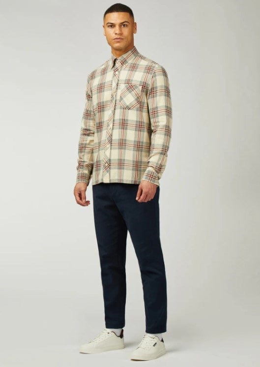 Ben Sherman Mens Grid Check Shirt - Fog