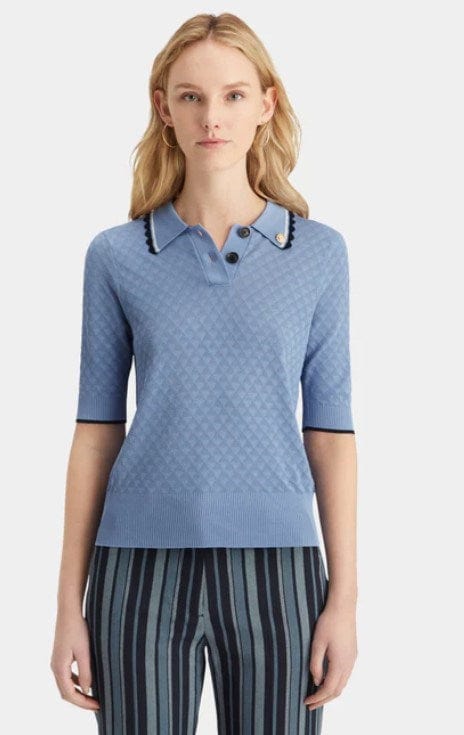 Scotch & Soda Womens Pointelle Collared Knitted Top