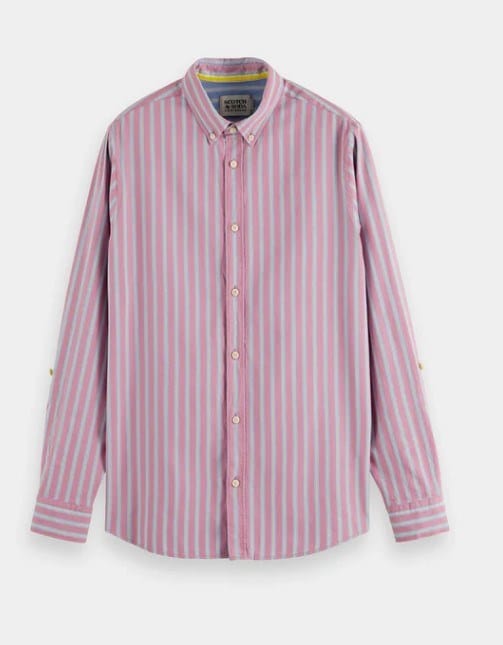 Scotch & Soda Mens Yarn-Dyed Dobby Striped Shirt