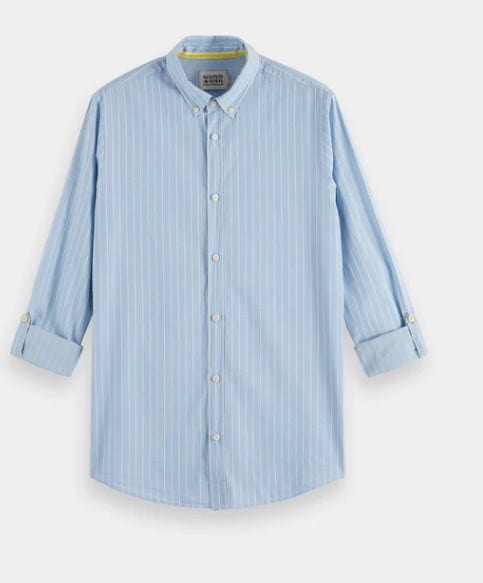 Scotch & Soda Mens Yarn-Dyed Dobby Striped Shirt