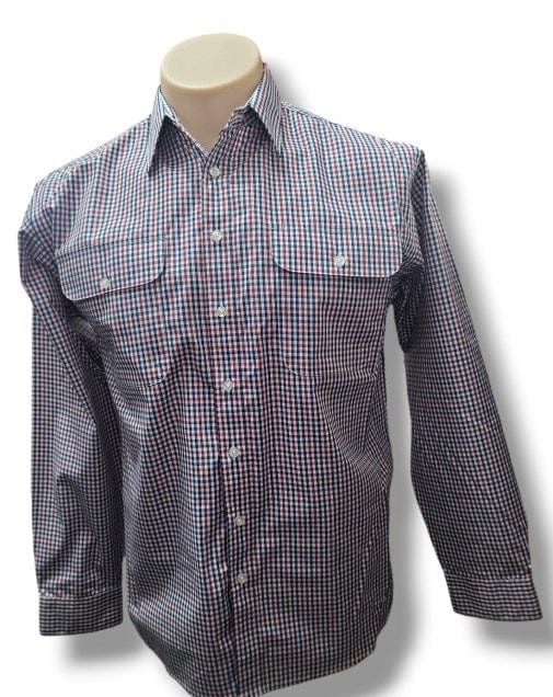 Bisley Mens Long Sleeve Shirt - Red Check