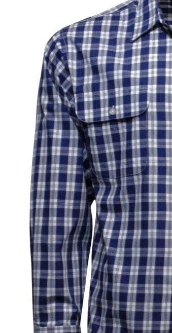 Bisley Mens Long Sleeve Shirt - Dark Blue Check