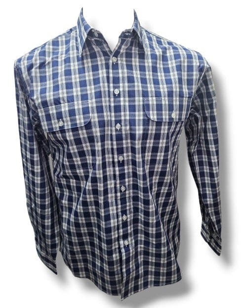 Bisley Mens Long Sleeve Shirt - Dark Blue Check