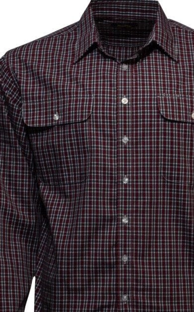 Bisley Mens Long Sleeve Check Shirt - Burgundy