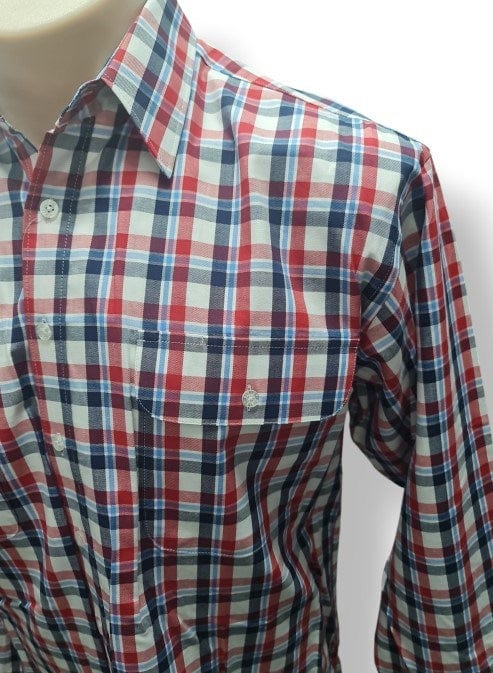 Bisley Mens Long Sleeve Check Shirt - Red