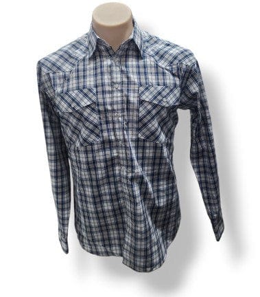 Bisley Mens Long Sleeve Western Check Shirt - Navy