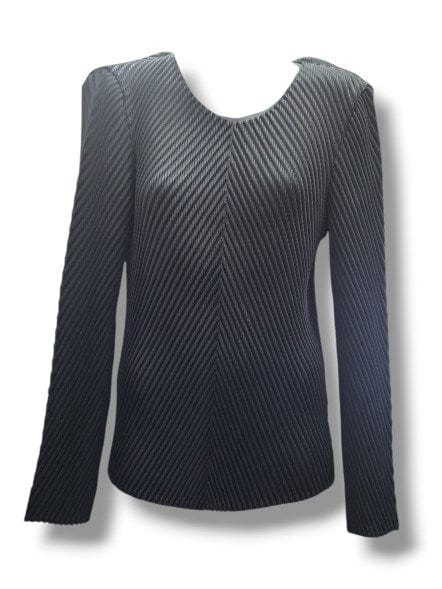 Picadilly Womens Crew Neck Chevron Pleated Top