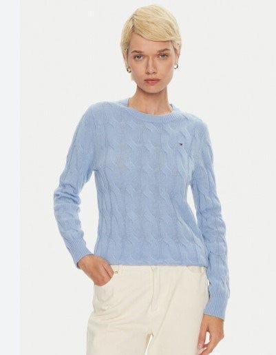 Tommy Hilfiger Womens Soft Wool Cable Crew Neck Sweater