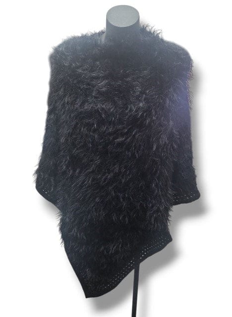 Load image into Gallery viewer, Holmes &amp; Fallon Womens Poncho Faux Fur &amp; Crochet Hem
