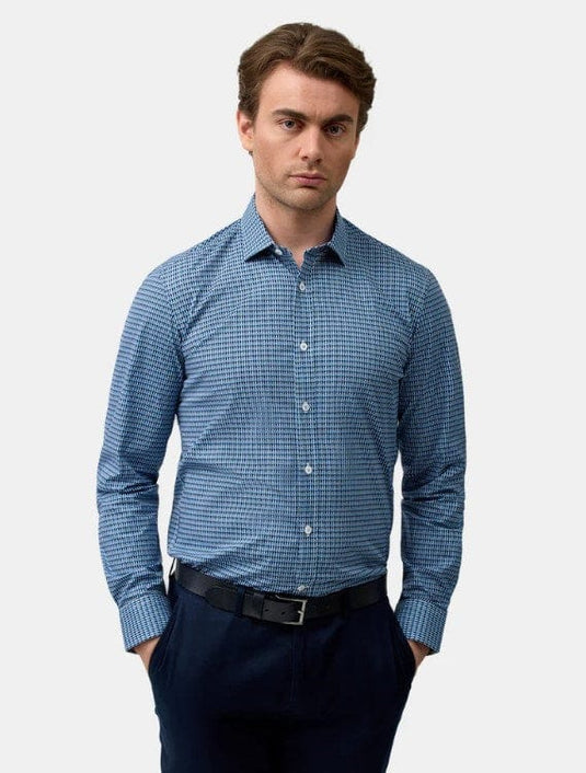 Brooksfield Mens Stretch Performance Reg Fit Shirt - Navy