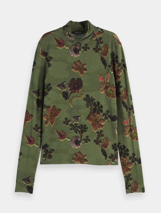 Scotch & Soda Womens Printed Mock Neck