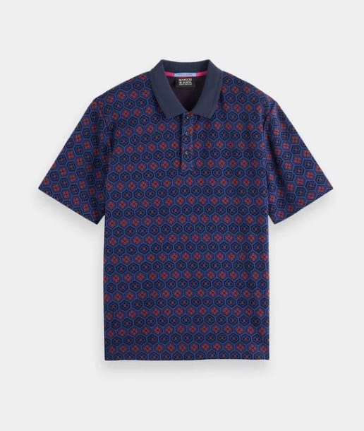 Scotch & Soda Mens Jacquard Printed Polo