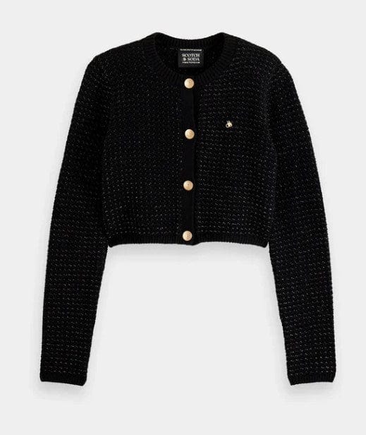 Scotch & Soda Womens Tweed Stitch Cropped Cardigan