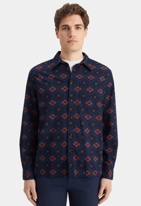 Scotch & Soda Mens Printed Seersucker Shirt