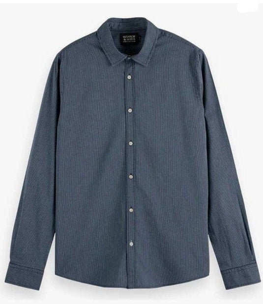 Scotch & Soda Mens Striped Seasonal Poplin Shirt