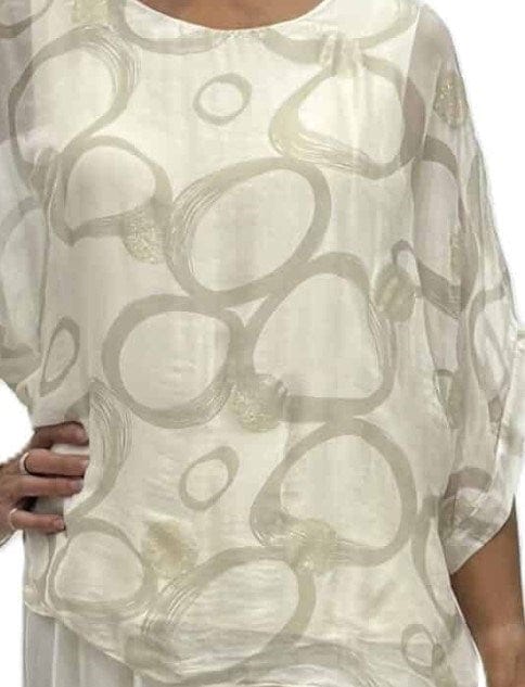 La Strada Womens Panna Circle Print Top