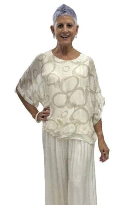 La Strada Womens Panna Circle Print Top