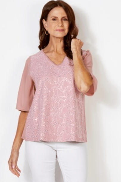 Holmes & Fallon Womens Sequined Front Blouse Tops