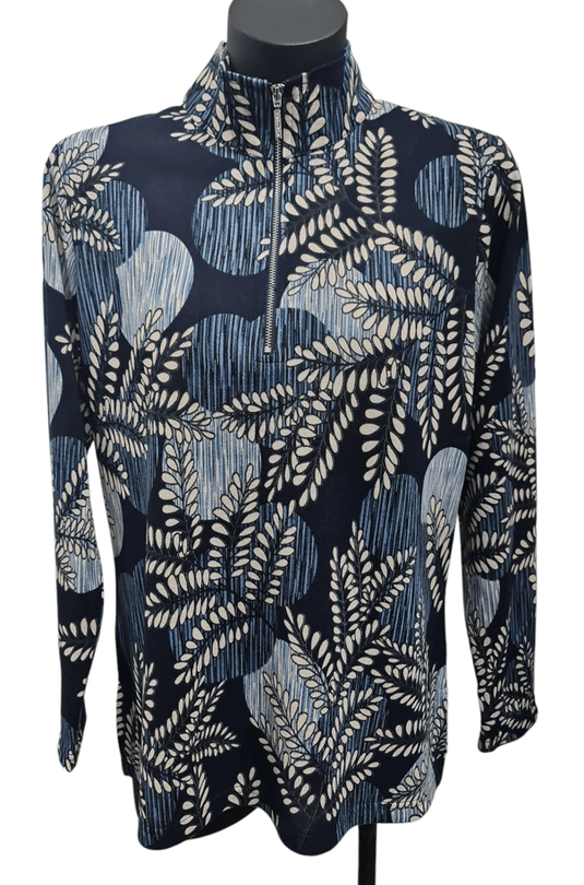 Equinox Womens 1/2 Zip Long Sleeve Fern Print Top