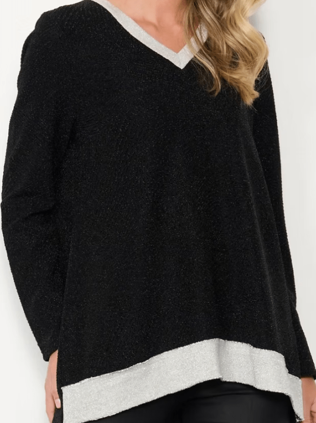Load image into Gallery viewer, Holmes &amp; Fallon Womens Lurex Sparkle With Contrast Trims Top
