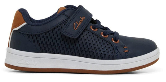 Clarcks Kids Dane Junior Navy Tan Shoes