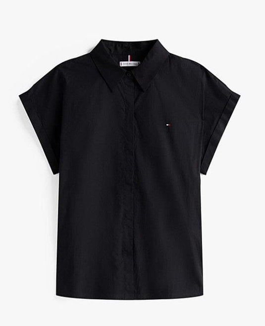 Tommy Hilfiger Womens Relaxed Fit Short Sleeve Poplin Shirt
