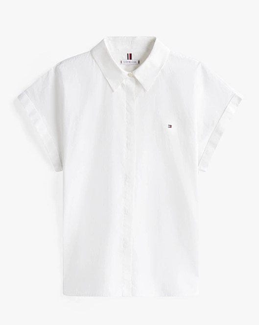 Load image into Gallery viewer, Tommy Hilfiger Womens Relaxed Fit Short Sleeve Poplin Shirt