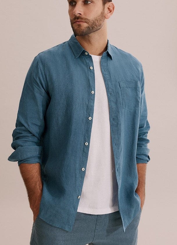 Load image into Gallery viewer, Country Road Mens Long Sleeve Organic Linen Shirt
