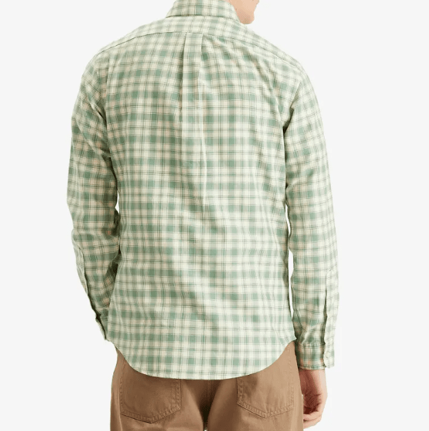 Load image into Gallery viewer, Polo Ralph Lauren Mens Custom Fit 100% Cotton Long Sleeve Woven Shirt - Green Cream
