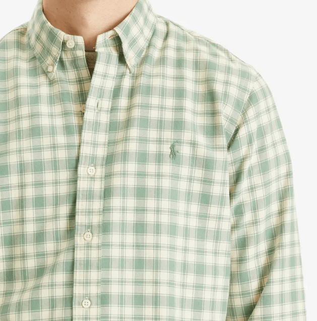 Load image into Gallery viewer, Polo Ralph Lauren Mens Custom Fit 100% Cotton Long Sleeve Woven Shirt - Green Cream
