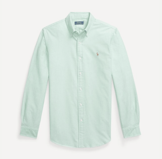 Polo Ralph Lauren Mens Custom Fit 100% Cotton Long Sleeve Woven Shirt - Emerald