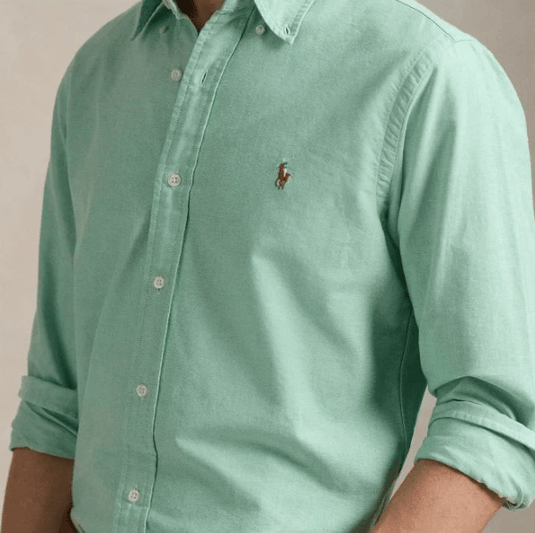 Polo Ralph Lauren Mens Custom Fit 100% Cotton Long Sleeve Woven Shirt - Emerald