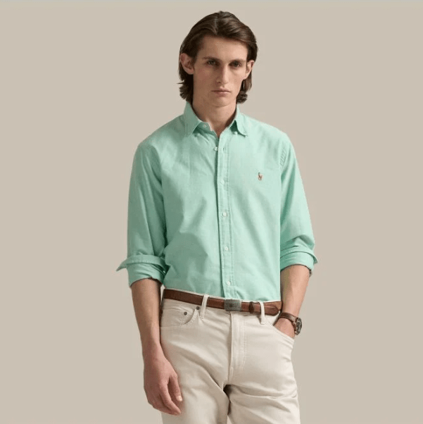 Load image into Gallery viewer, Polo Ralph Lauren Mens Custom Fit 100% Cotton Long Sleeve Woven Shirt - Emerald
