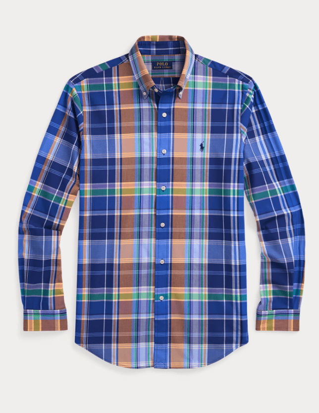 Load image into Gallery viewer, Polo Ralph Lauren Mens Custom Fit Woven Long Sleeve Shirt - Blue/Orange
