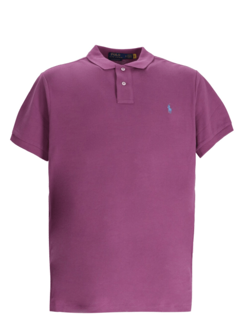 Polo Ralph Lauren Mens Custom Slim Fit 100% Cotton Knit Short Sleeve Shirt - Purple