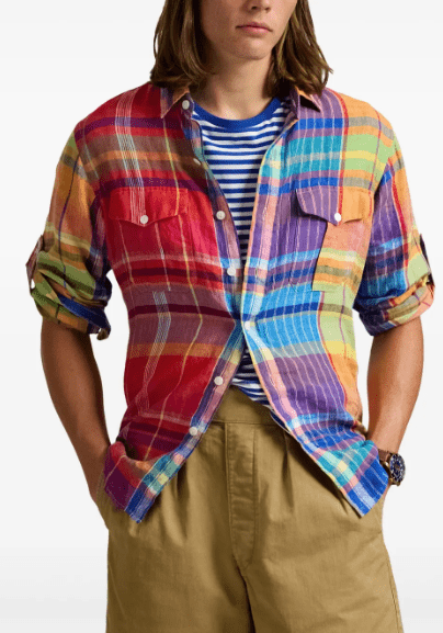 Load image into Gallery viewer, Polo Ralph Lauren Mens 100% Linen Classic Fit Woven Long Sleeve Shirt -Multi
