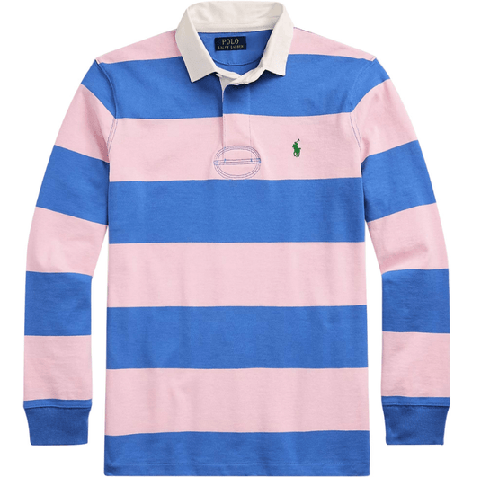 Polo Ralph Lauren Mens Classic Fit 100% Cotton Long Sleeve Knit Rugby - Pink