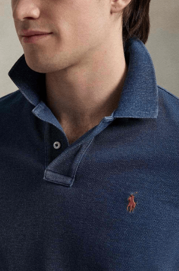Polo Ralph Lauren Mens Custom Slim Fit Knit Shirt Indigo
