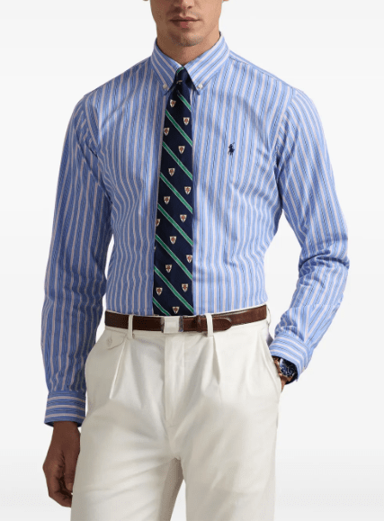 Load image into Gallery viewer, Polo Ralph Lauren Mens Custom Fit Woven Shirt -  Blue/Pink
