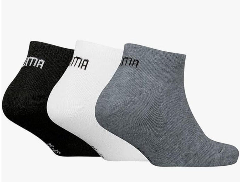 Load image into Gallery viewer, Puma Kids Plain Sneaker 3 Pack Socks - Grey/White/Black
