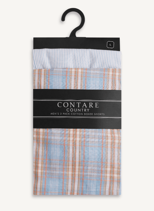 Contare Mens 2pk Cotton Boxer Shorts - Summer Camp