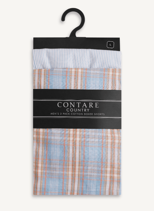 Contare Mens 2pk Cotton Boxer Shorts - Summer Camp
