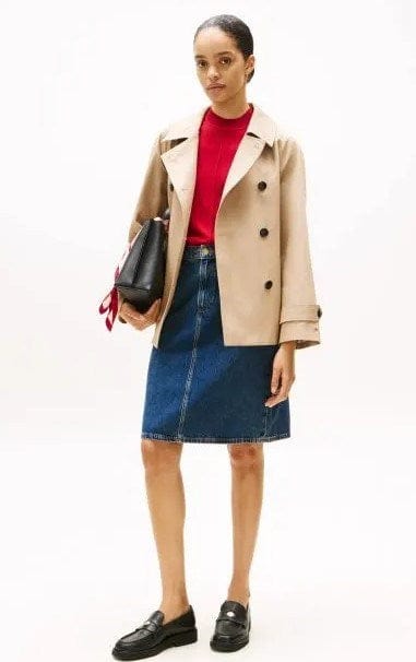 Tommy Hilfiger Womens Mid Rise Denim Straight Skirt