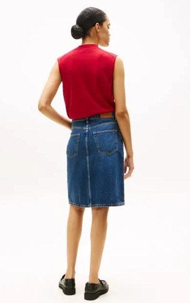 Tommy Hilfiger Womens Mid Rise Denim Straight Skirt