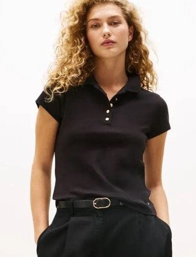 Load image into Gallery viewer, Tommy Hilfiger Womens Gold Tone Button Slim Fit Polo Shirt
